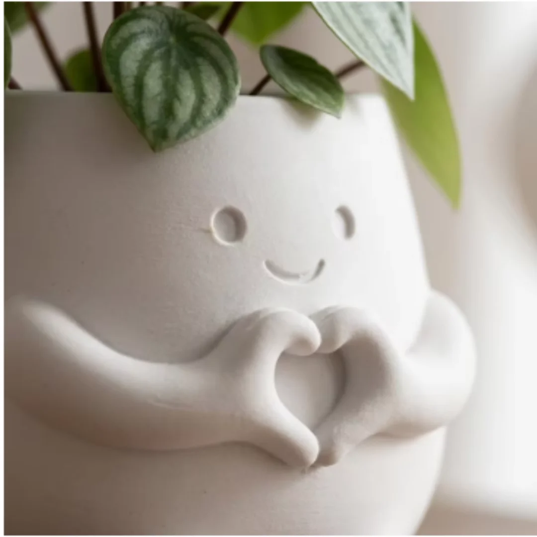 Cute Heart Hands Figure Succulent Planter 3D Printed Mini Desktop Flower Pot Home Garden Tabletop Decor Gift For Plant Lovers