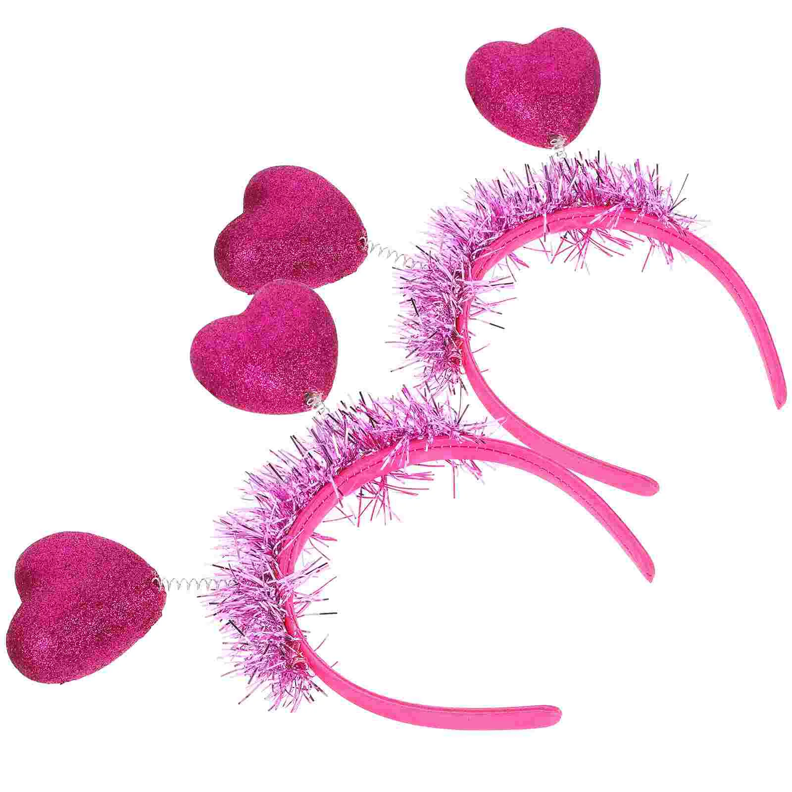 

2 Pcs Love Headband Props Girls Valentine's Day Photo Decorate Iron Hair Hoop Miss Party Supplies