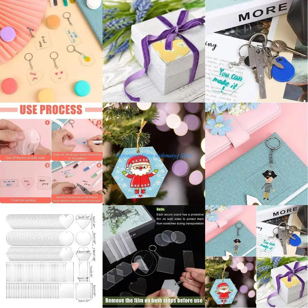 

573B 200x Clear Acrylic Circles Blanks for Ideal for Holiday Ornaments DIY Keychains