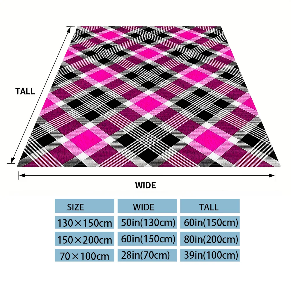 Hot Pink Tartan Warm And Soft Halloween And Christmas Sofa Decoration Gift With Flannel Blanket