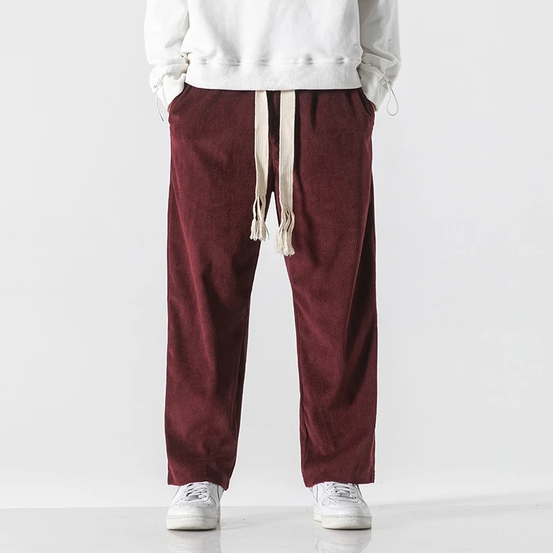 Pantaloni Casual da uomo pantaloni larghi in velluto a coste Harem Mens Trend Harajuku elastico in vita pantaloni maschili autunno inverno pantaloni sportivi Streetwear