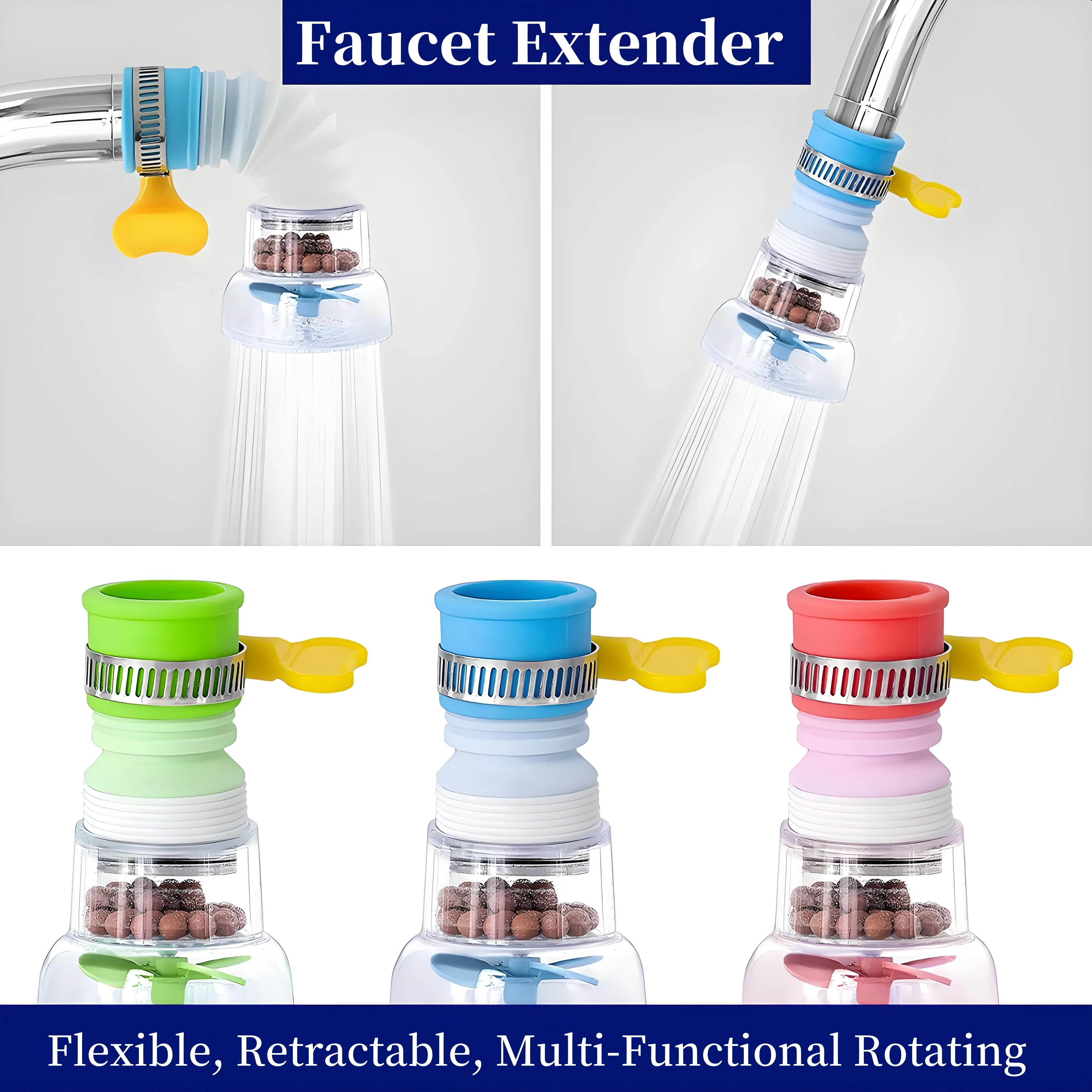 Faucet Extension Hose Bathroom 360° Rotation Bending Faucet Extender Wash Basin Water Saving Tap Filter Extension Space Saving Plastic Container for Efficient Water Flow