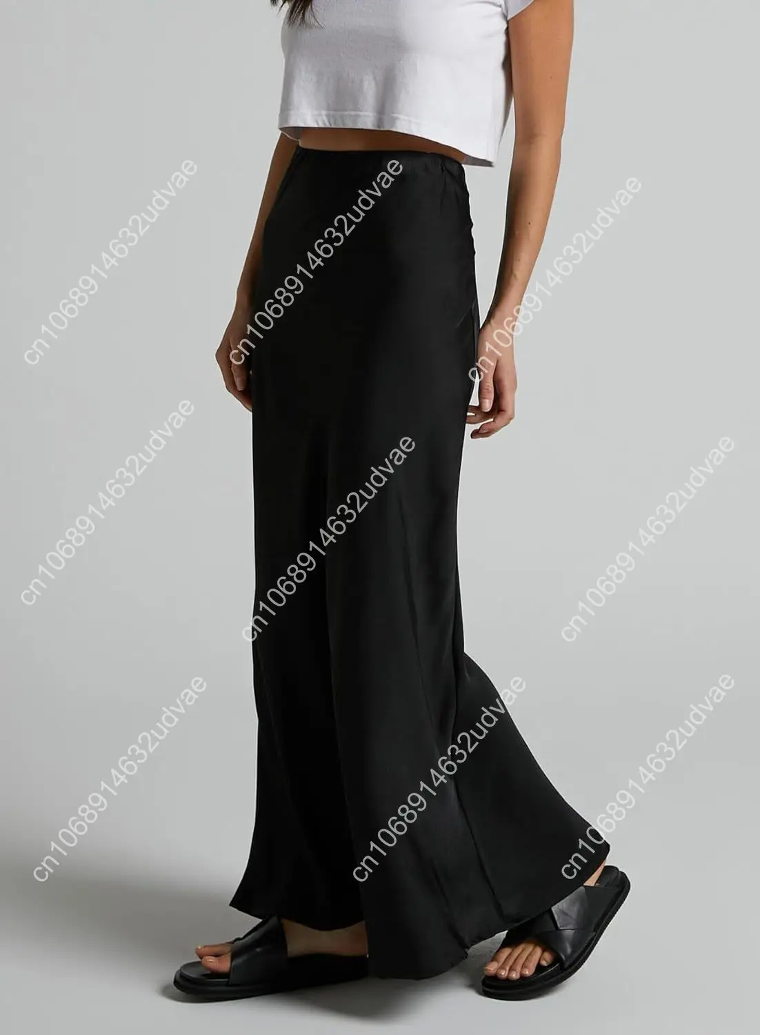 Women's Leopard Print Satin Maxi Skirt High Waisted Elastic Waistband Silk A-Line Casual Party 2025 Summer Long Skirts