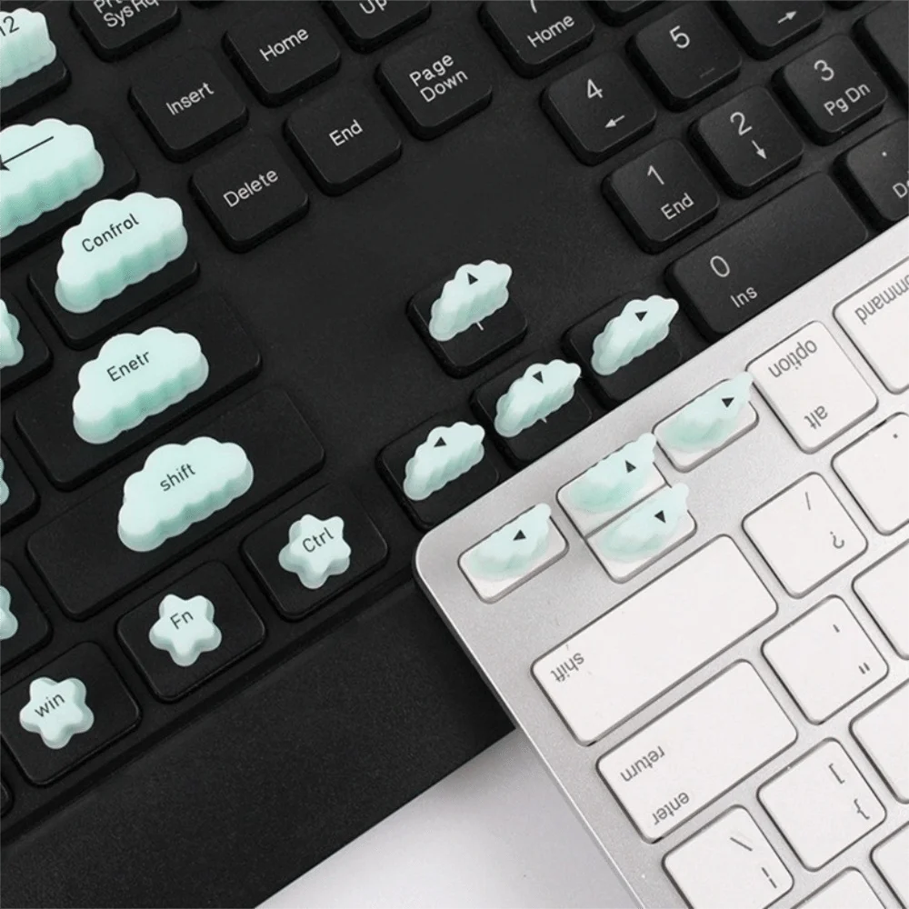 Soft Silicone Raised Keyboard Stickers Scratch Proof Nail-Friendly Laptop Nail Long Button Cap Dust Proof Height Increaser