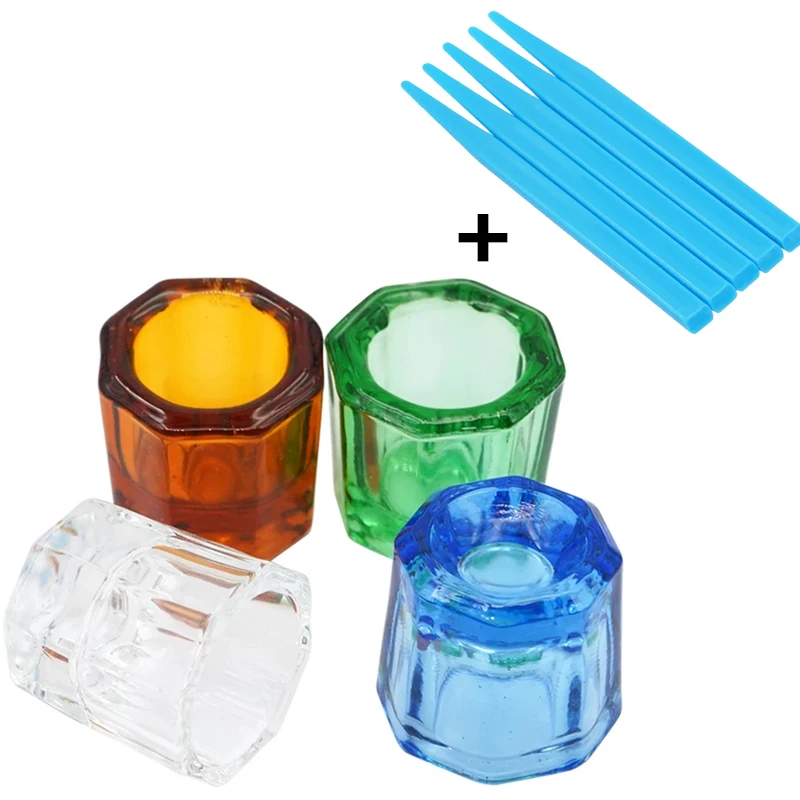 1set Dentistry Mixing Cup Bowls Dental Mixing Spatula Mixing Knife Oral Dental Octagonal Reconcile Cup High Quality Glass