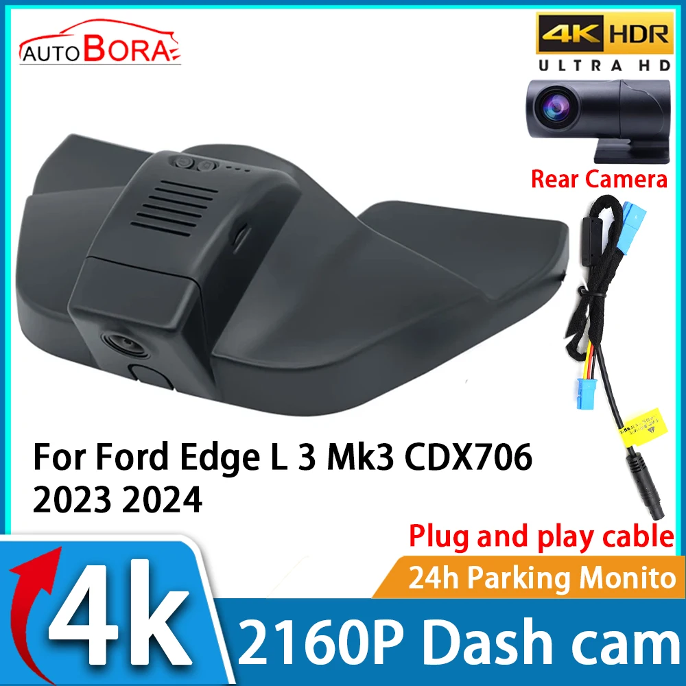 

ZhuCamX Car Video Recorder Night Vision UHD 4K 2160P DVR Dash Cam for Ford Edge L 3 Mk3 CDX706 2023 2024