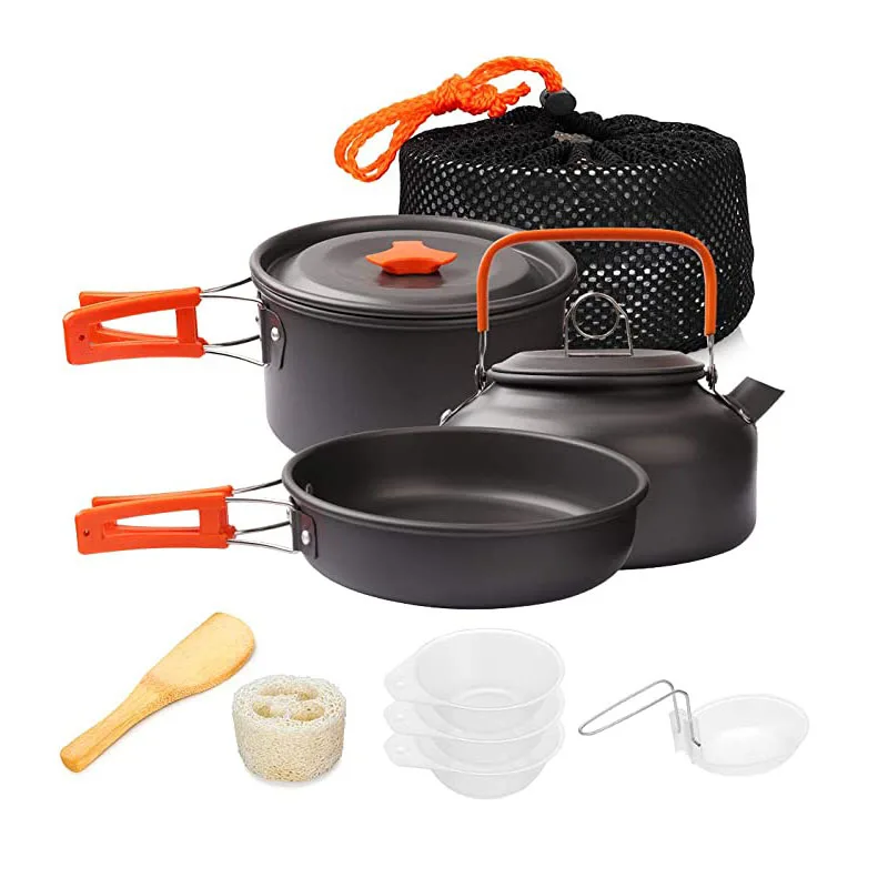 

Camping Cookware Kit Outdoor Cooking Set Aluminum Equipment Outdoor Pot Travel Tableware Kitchen Hiking Picnic BBQ