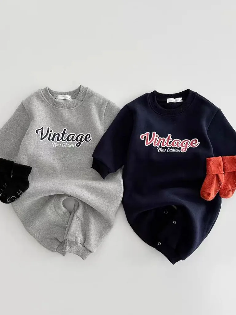 Pelele holgado de manga larga para bebé, mono con estampado de letras para niño y niña, ropa informal de algodón para recién nacido de 0 a 24 meses,