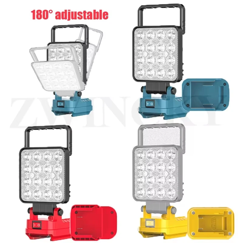 

For Milwaukee/Dewalt/Makita 18V Li-ion Battery， LED Working Light Lamp Flashlight Torch Spotlight Emergency Tool Light