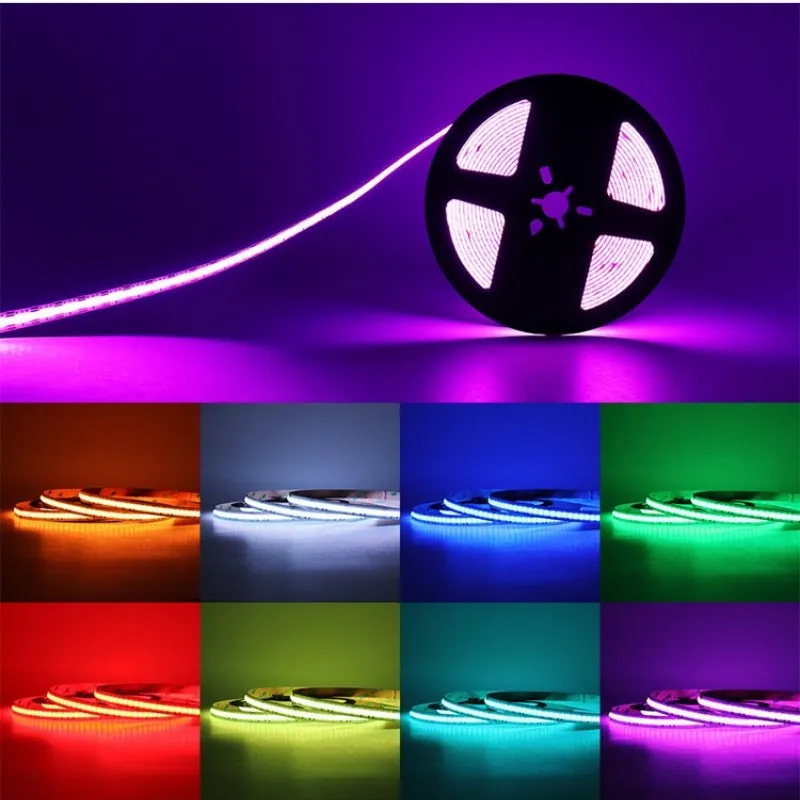 DC12V RGB COB LED Strip 756LEDs/m High Density Flexible FOB COB Linear Led Lights Tape for Indoor Decoration Lighting