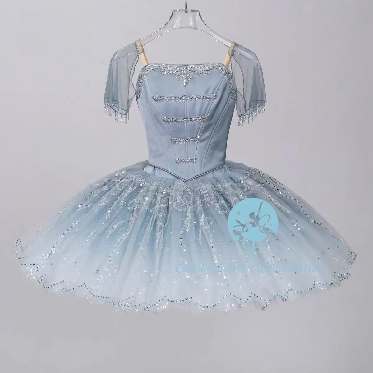 

Высококачественная новая индивидуальная юбка-пачка Esmilada Lemonda, серо-синяя юбка-пачка с разрезом для взрослых и детей