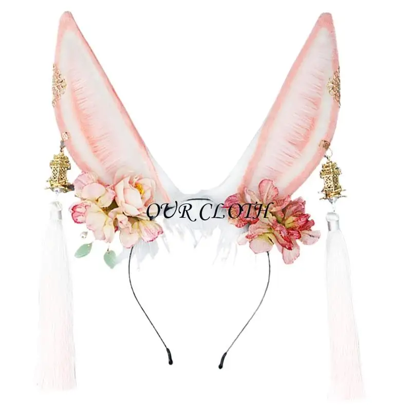 Delicate Handcraft Plush Rabbit Ears Hair Hoop Headdress For Girls And Adults Y1AC