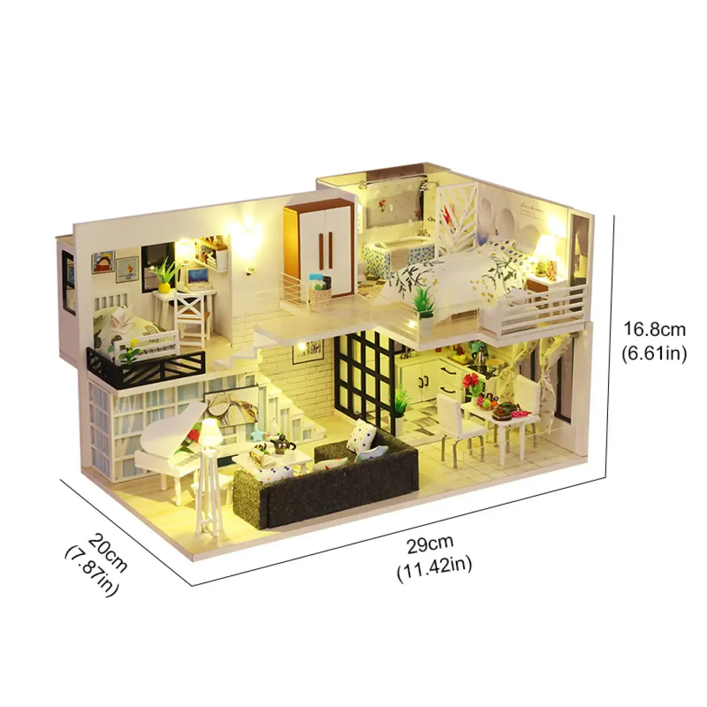 Kitten Mini Doll House Assembly Model DIY Cabin Building Kit Creative Room Bedroom Decoration With Furniture Wooden Crafts Gifts