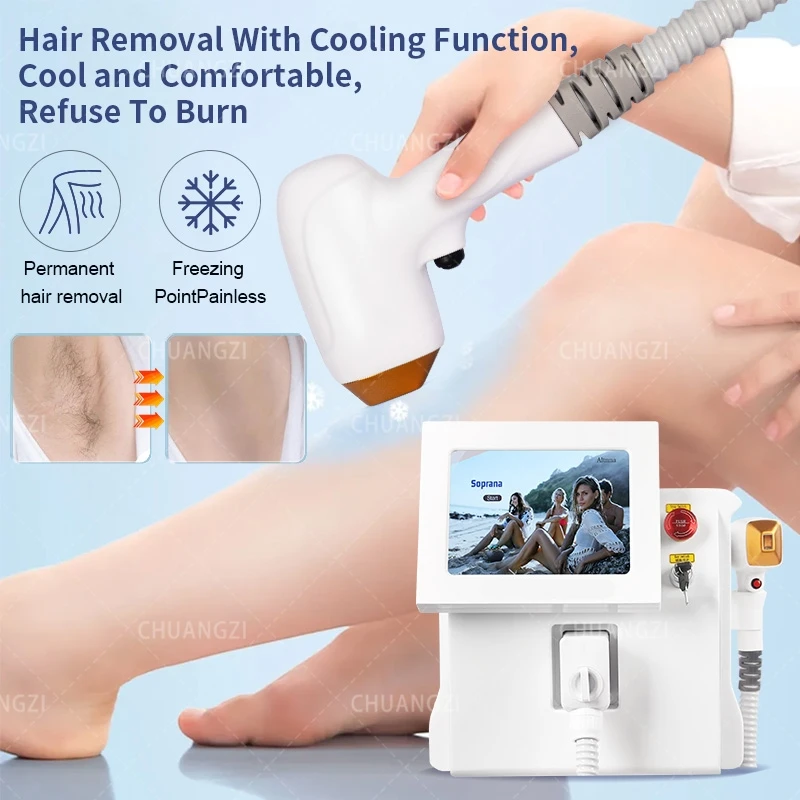 Professional Diode Lase Hair Removal Machine 755 808 1064nm Ice Cooling Painless Epilator For Face Body Underarm Salon Use