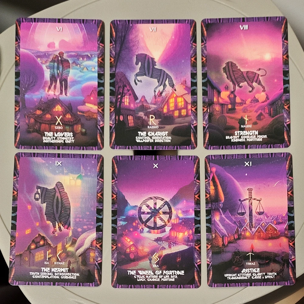 10*6.5cm The Nordic Tarot Deck 22 Cards with Rune Symbols, Atmospheric Fantasy Art for Divination & Spiritual Growth