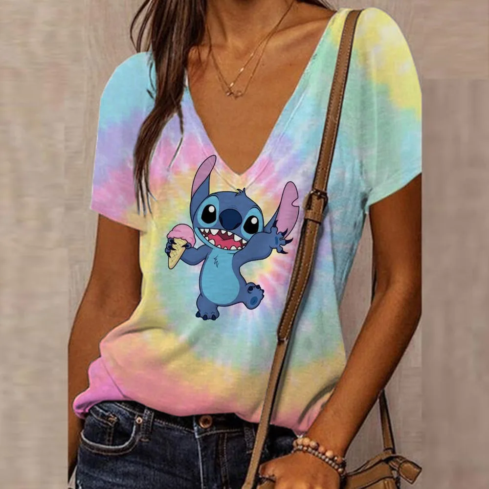 Mode Dames T-Shirt Disney Lilo & Stitch Vrouwelijke Kleding Harajuku Tee Dames T-Shirt Oversized Top Shirts Mickey Vrouwen Clotin