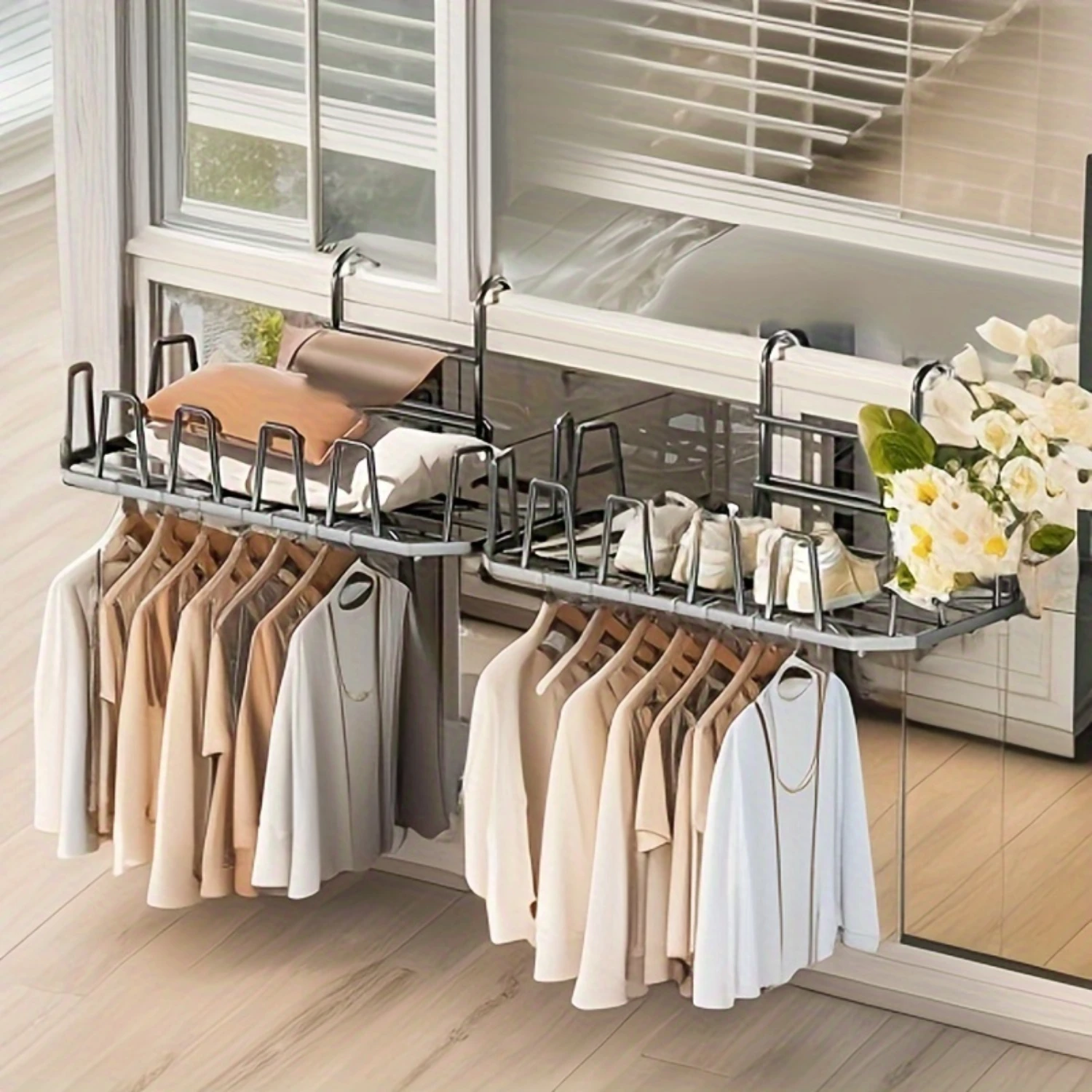 Stainless Steel Over-the-Door Shoe Rack  Versatile for Clothes and Shoes, Suitable for Various Room Types Clothes stand Cafetera