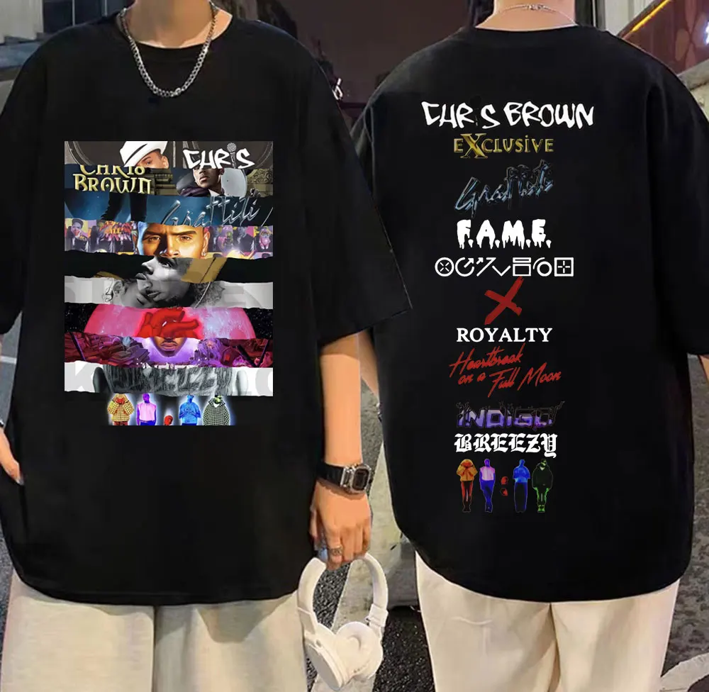 

Rapper Chris Brown Album Double Sided Graphic T Shirts Men Women Clothing Fashion Hip Hop T-shirts Summer Casual Cotton T-shirt