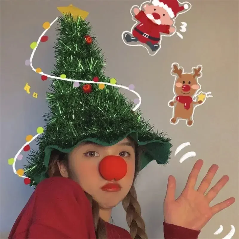 Tree Shaped Christmas Hat New Fashion Simple Caps Festival Decoration Ins Style Headwear Cute Cartoon Children Adult Photo Props