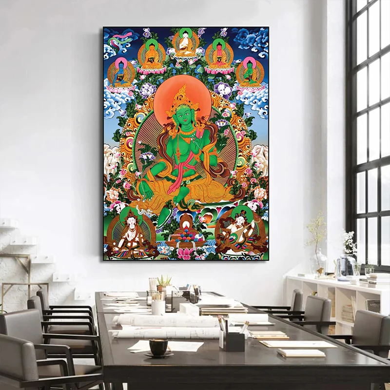 SELFLESSLY Retro Buddhist Art Poster Sakyamuni Manjushri Mahakala Printed Canvas Painting Living Room Home Decor