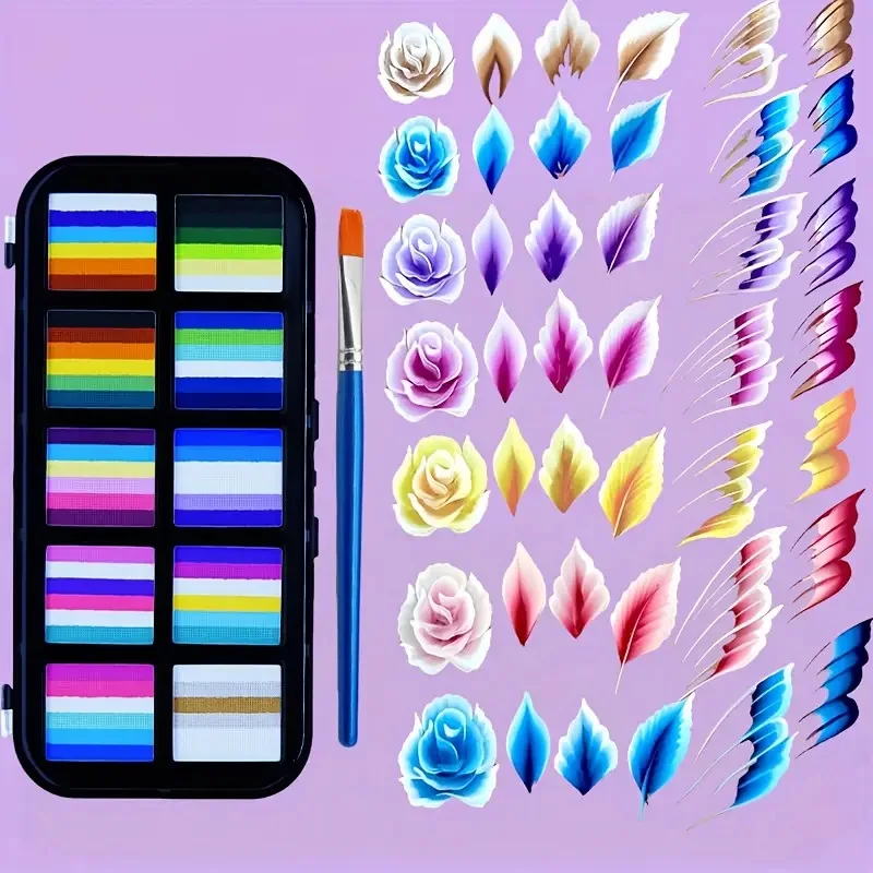 브러시가 포함된 57색 수용성 바디 페인트 세트 – 축제 파티, 이벤트 및 야외 활동을 위한 생동감 넘치고 쉽게 청소할 수 있는 빠른 건조 포뮬러