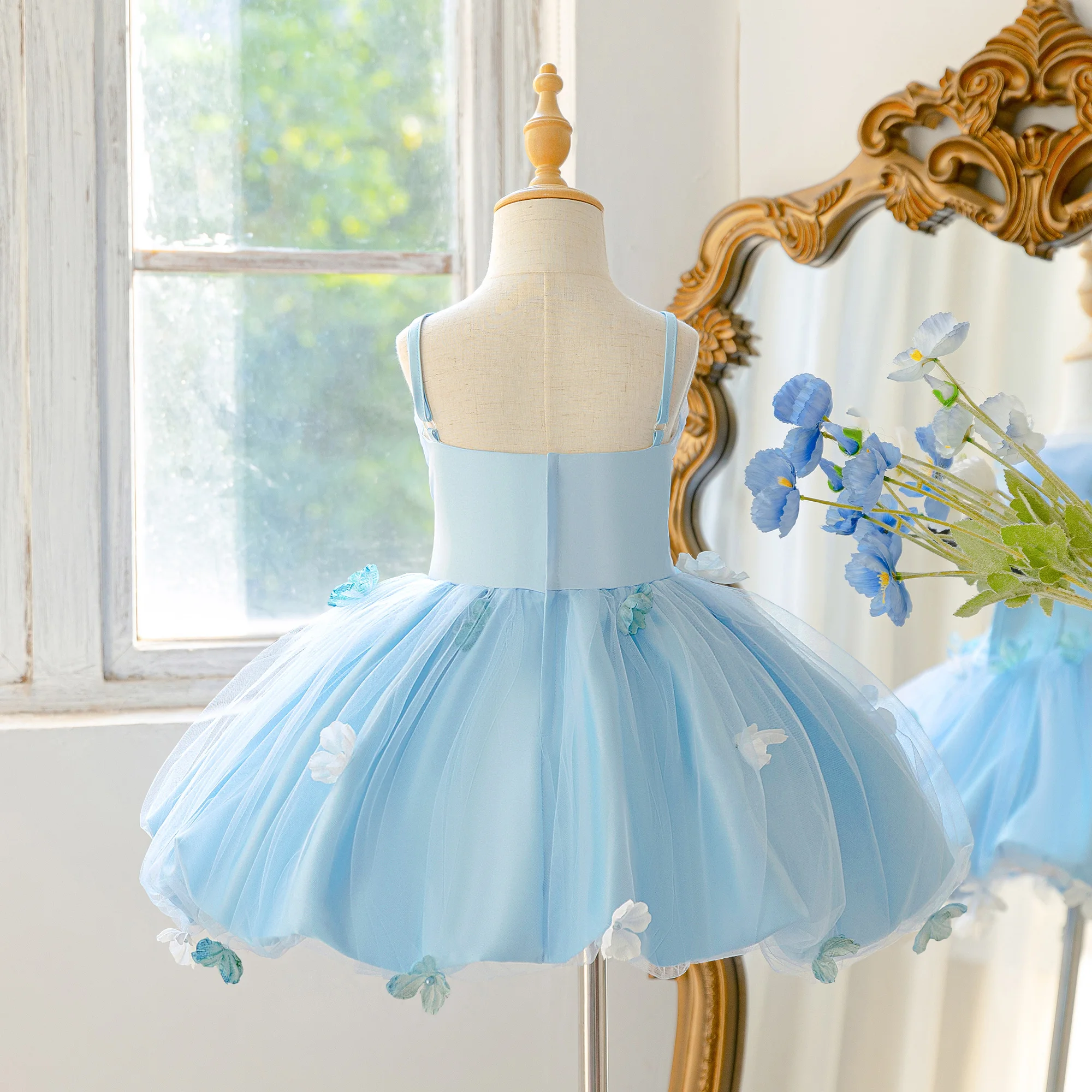 Summer Flower Party Tutu Girls Dresses Elegant Tull Wedding Birthday Princess Evening Dress Girl Graduation Bridesmaid Prom Gown
