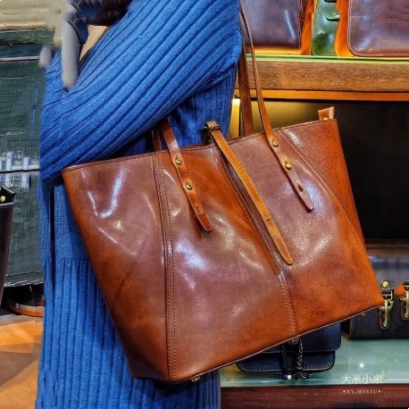 

Niche Design Women Bags Retro Luxury New Genuine Leather Lady Handbags Large Capacity Fashion Tote Bag Portable Shoulder Bags