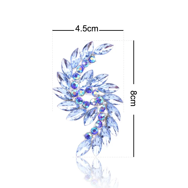 TANGTANG Brooch Elegant Fashion Blue Crystal Rhinestone Silver Plated Statement Double Spiral Brooches Pins For Women BH7615