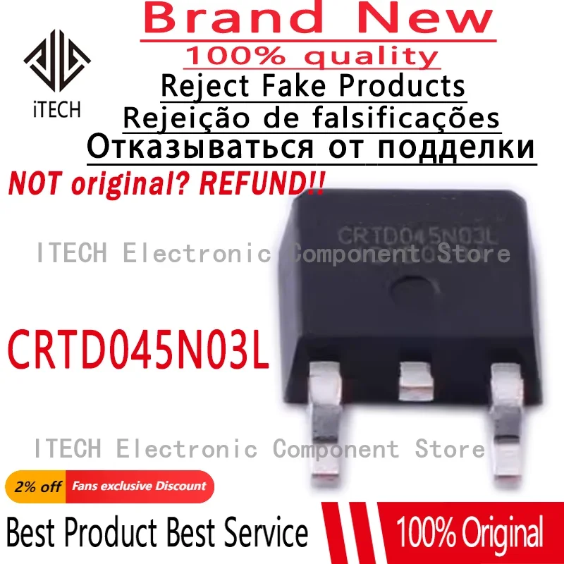 (10-50)pcs/lot Original CRTD045N03L 30V 80A TD045N03L TO-252 N-channel MOSFET Transistor 100% New and Genuine