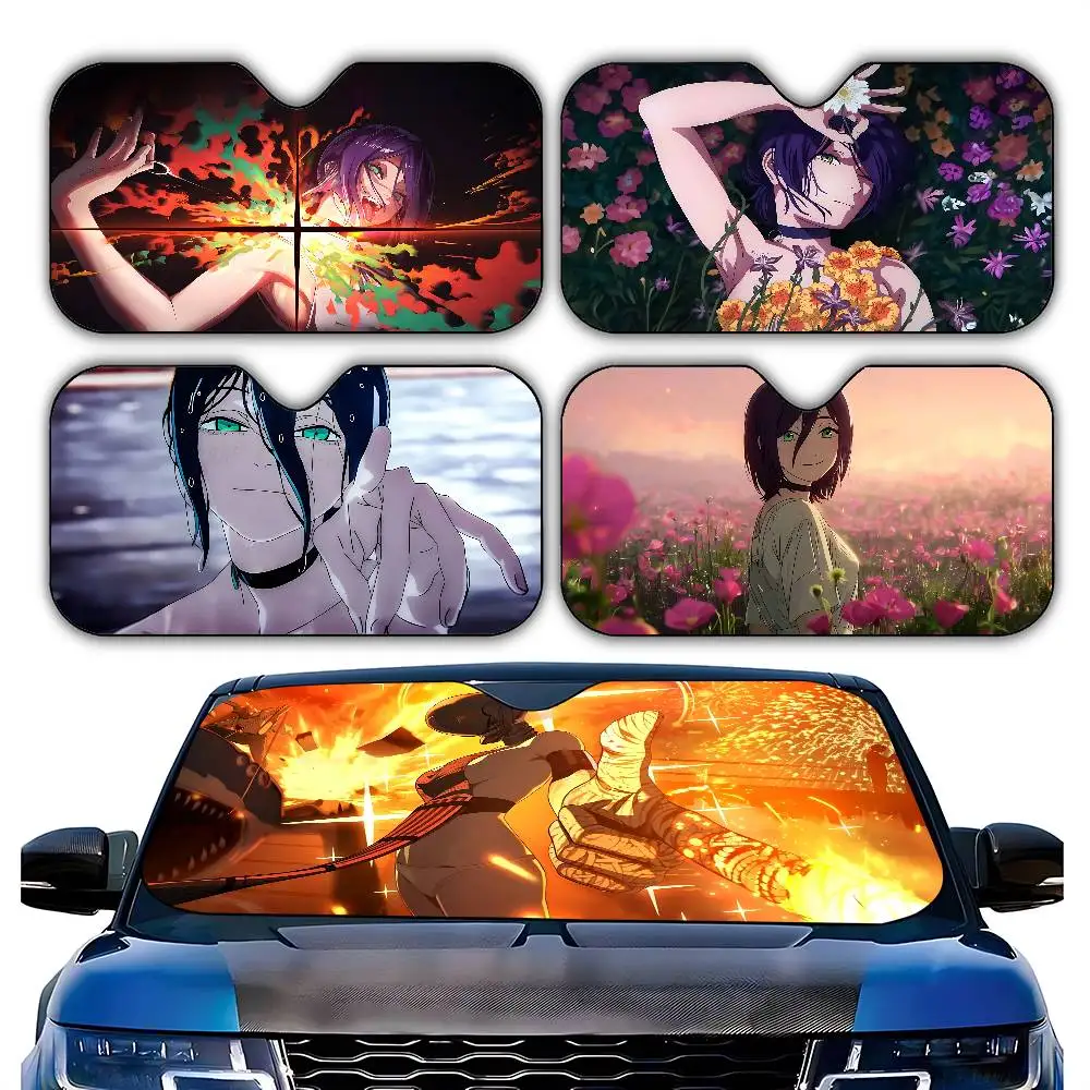 Anime C-Chainsaw M-Man Reze Stylish And Trendy Windshield Sunshade, Car Windshield Cover, Car Sunshade Curtain Sun Protection