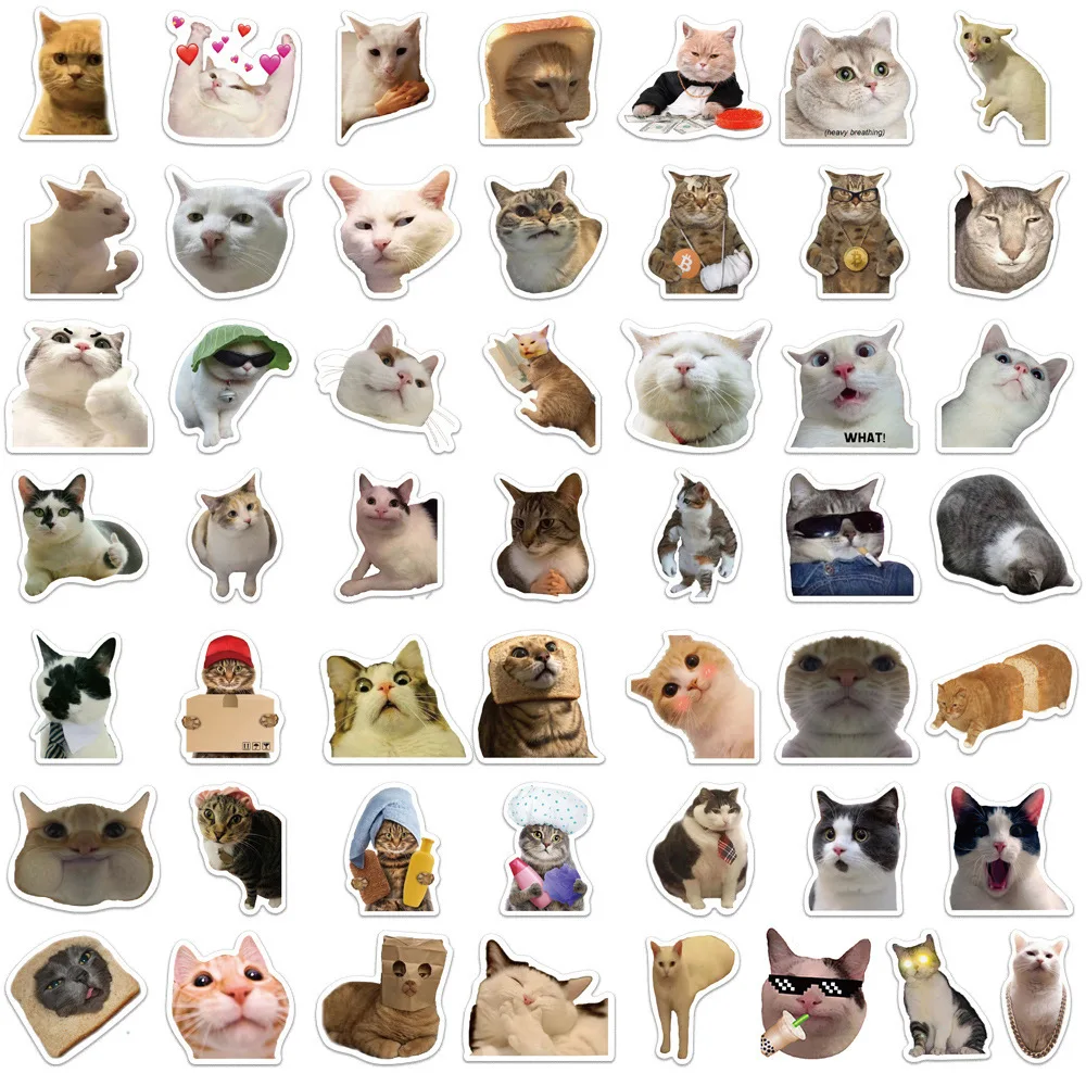 50Pcs/Bag,Fun Cat Stickers,PET Waterproof, Be Suitable for Suitcase Skateboard DIY Luggage Laptop Phone Creative Stationery Toys image 6