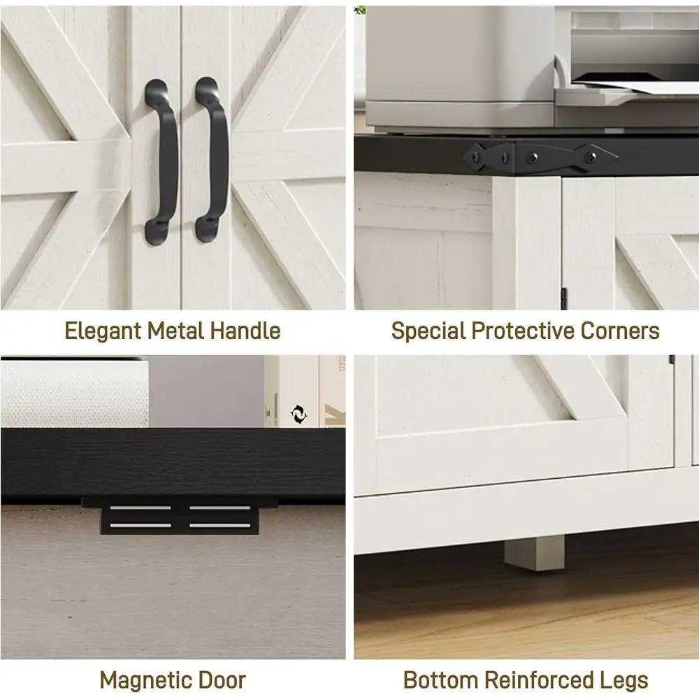 Hardware includes Black Metal Handles, Black Protective Corner and Bottom Reinforced Legs and Magnetic Door Closures.