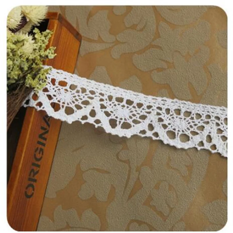 Bianco 100% cotone pizzo Trim fai da te fatto a mano festa di nozze decorazione artigianale accessori per cucire nastro di pizzo all\'uncinetto 1