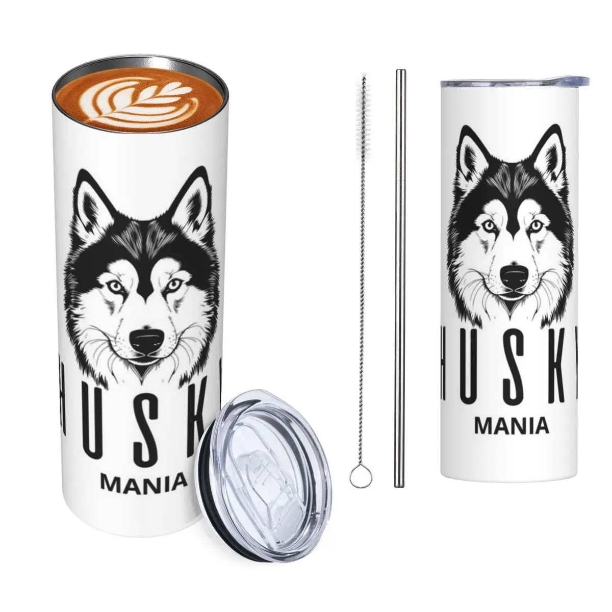 SIBERIAN HUSKY MANIA Stainless Steel Tumbler Vacuum Insulated Mug Thermal Cold Bottle Straw With Lid 20oz