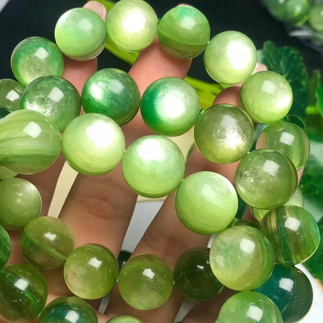 Imagem -04 - Verde Lepidolite Cristal Cura Bead Pulseira Moda Jóias Presente para Amigos de Alta Qualidade Venda Quente 11 a 12.5 mm Natural