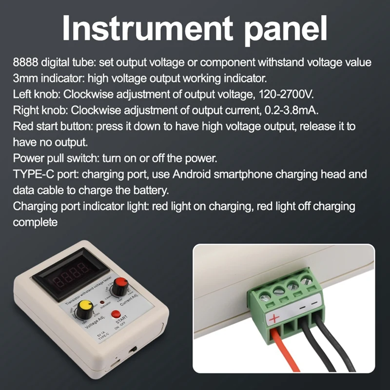

Тестер транзисторов IGBT, диодный МОП-триод, светодиодный инструмент для проверки напряжения, 120-2700 В (красный стандарт)-A22U