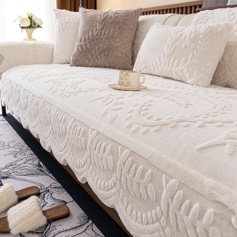 1 piece of sofa cushion, four-season soft cushion, rabbit plush sand release non-slip sofa cover