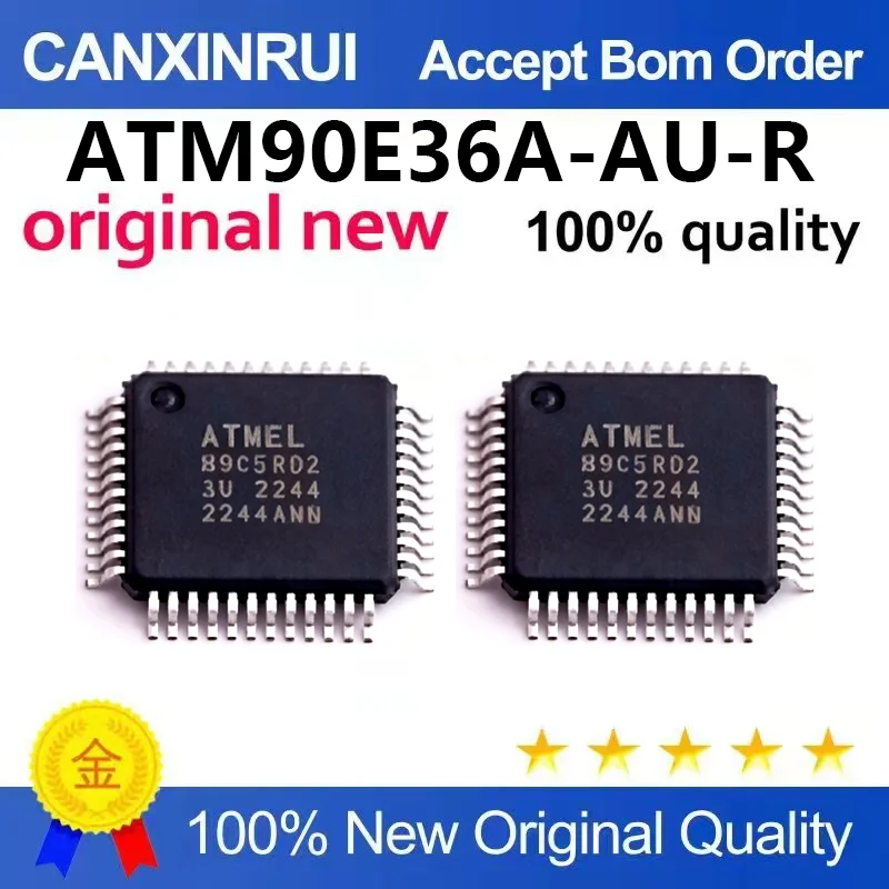 （5pcs-100pcs）Brand new original ATM90E36A-AU-R silk screen 90E36A package TQFP-48 energy metering chip