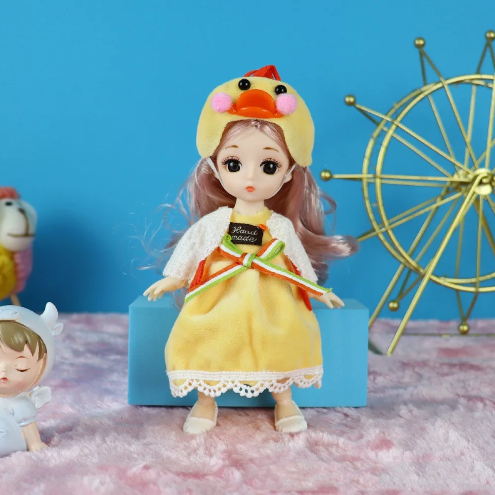Attraktive Augen, 17 cm, Bjd-Puppe mit Kleidung und Perücke, Make-up, elegante Prinzessin, Anzieh-BJD-Puppen, langes Haar, Anime