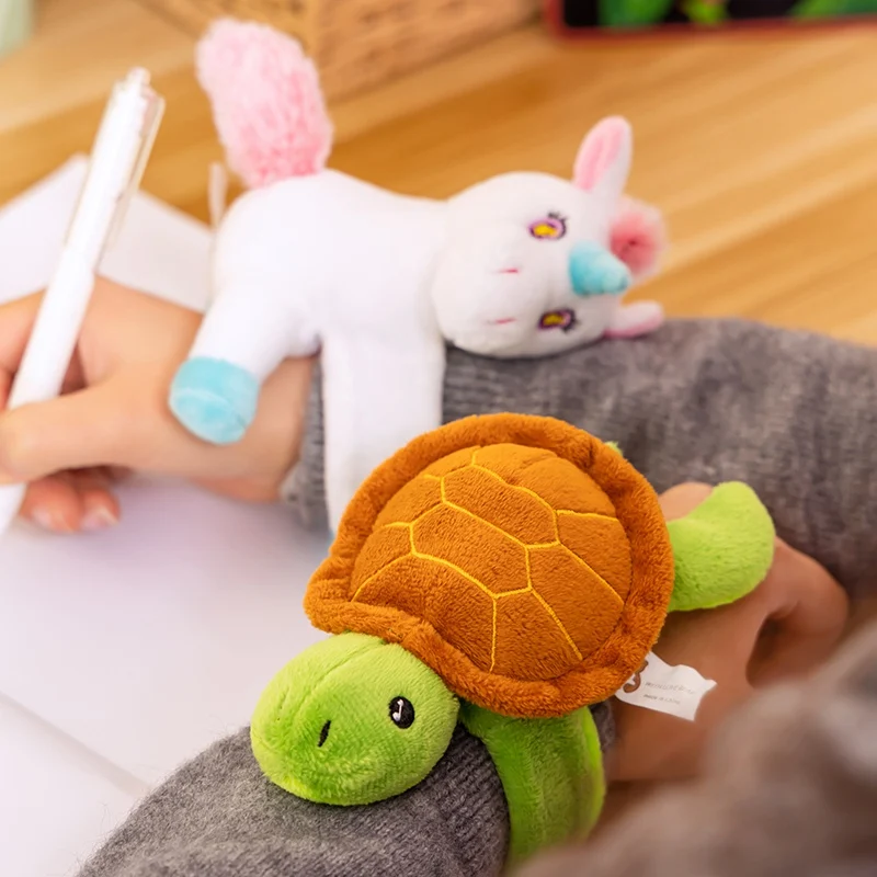 Lovely Tiger Elk Elephant Unicorn Giraffe Sloth Tortoise Slap Snap Wrap Wristband Bracelet Plush Stuffed Animal Doll Wristband