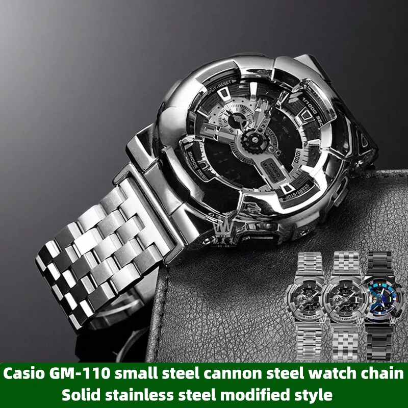 

For Suitable for Casio GM-110 steel strap G-Shock small cannon series gm110 stainless steel solid turtle back buckle watch strap