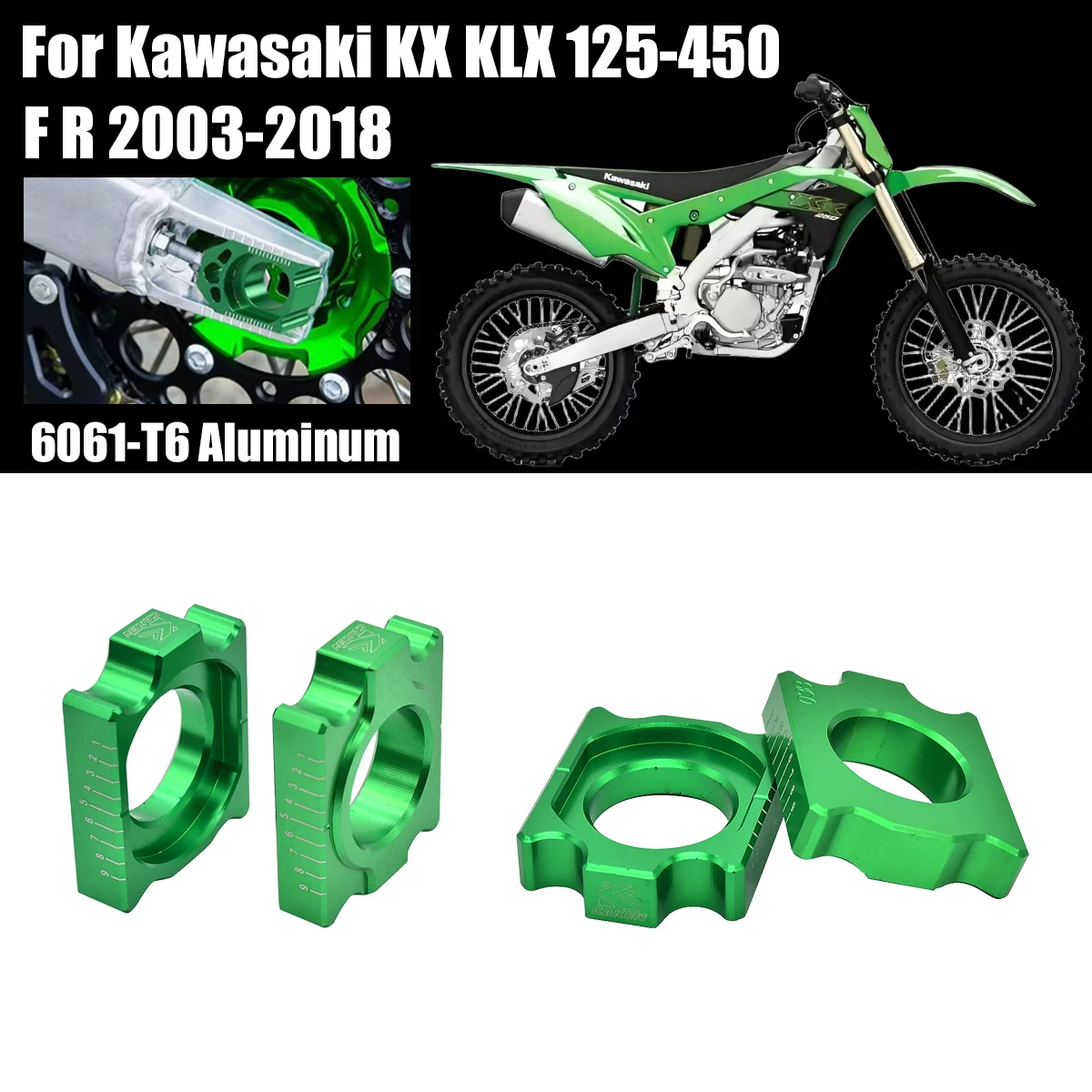 Motocross CNC Rear Chain Adjuster Axle Block Protection Cap For Kawasaki KX125 KX250 KX250F KX450F KLX450R KX 125 250 250F 450F