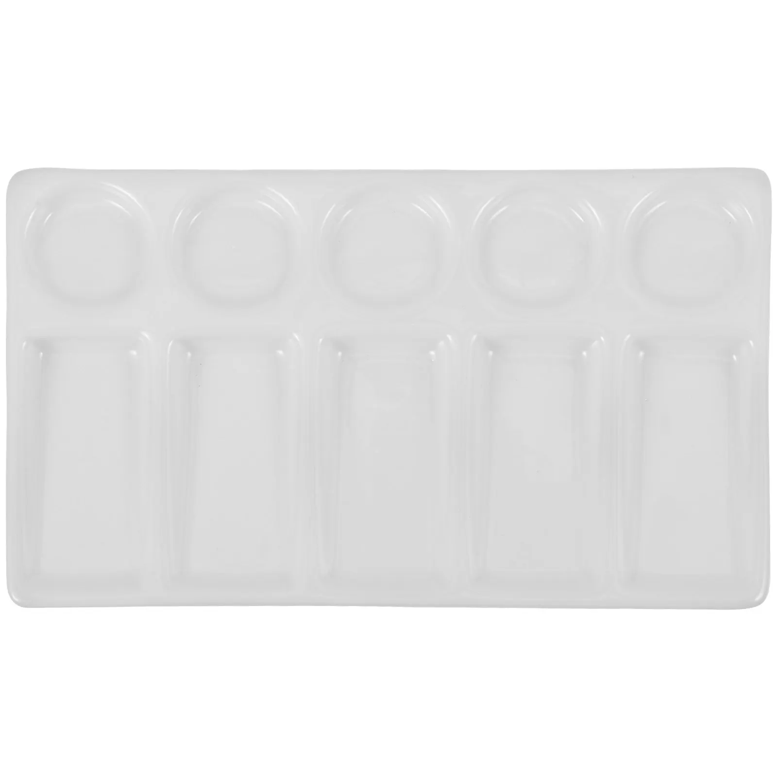 

10-Well Rectangular Plastic Palette White Porcelain Style Surface Easy Clean Fast Drying Color Mixing Ideal for Artists Students
