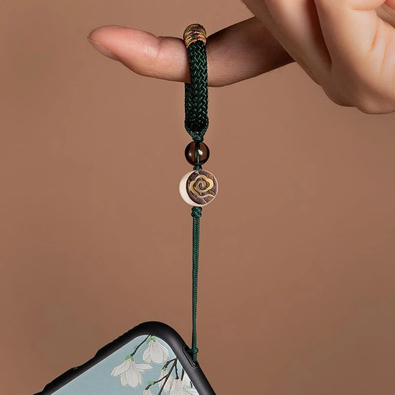 Kreativer Handy-Handschlaufe im chinesischen Stil, feiner, schlichter Schlüsselanhänger, Taschenanhänger, handgewebter Ring, Schnallenanhänger, Wolkenmuster – Detail 2