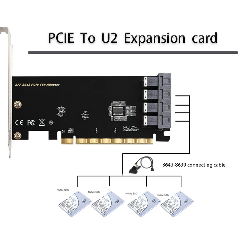Адаптер для карты Riser Игровая карта PCIE Карта адаптера NVMe Карта расширения PCIE-U.2 Карта PCI-E Контроллер Удлинитель Конвертер PCIe