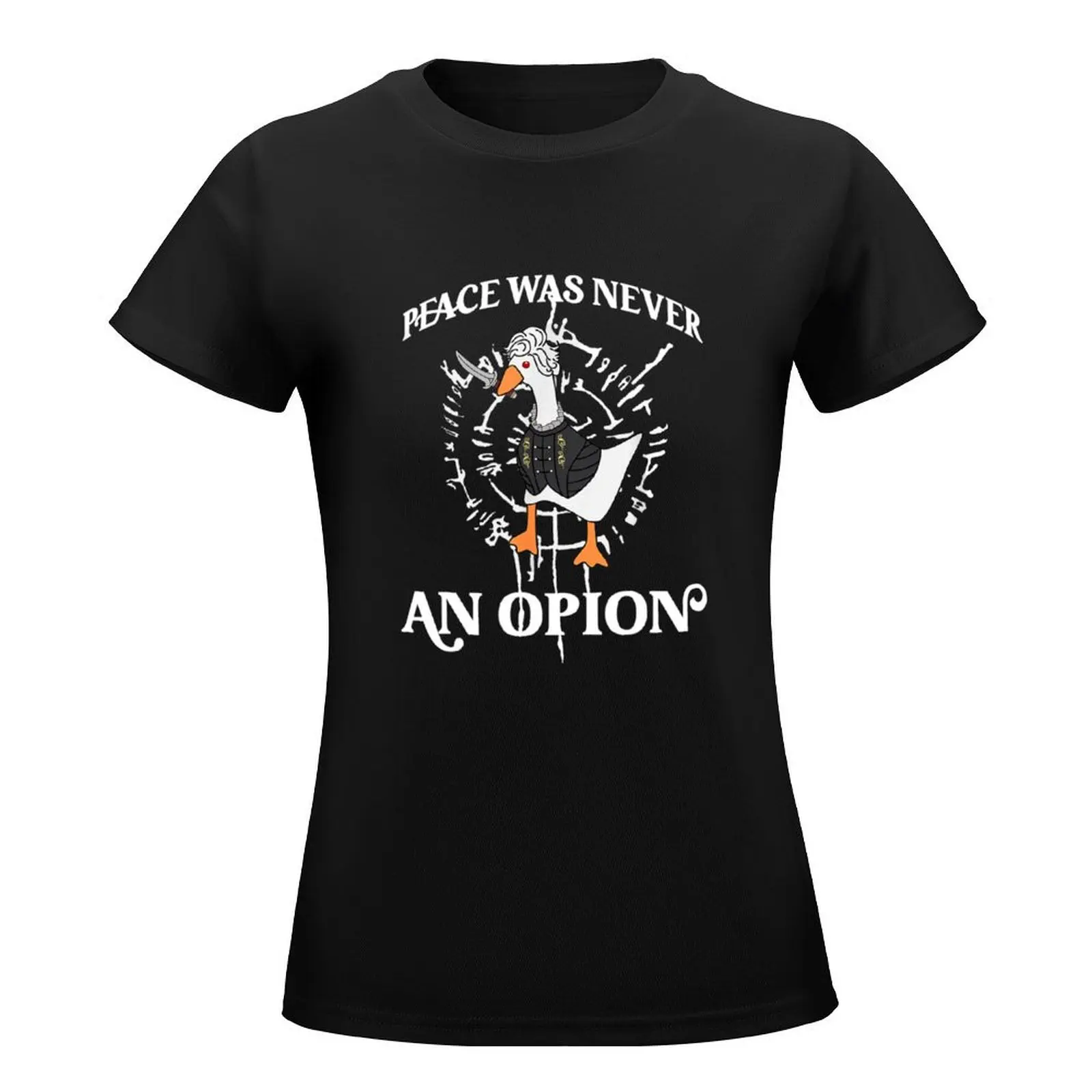 Camiseta con estampado animal para niñas, ropa de mujer, Astarion, Goose, Peace was an Never Option