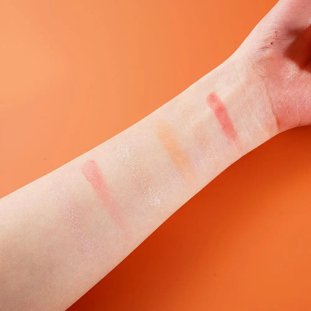 Tavolozza di fard 3in1 Tavolozza di evidenziatori pressati Impermeabile duraturo Viso Rouge Polvere Evidenziatore naturale Shimmer Blush Trucco