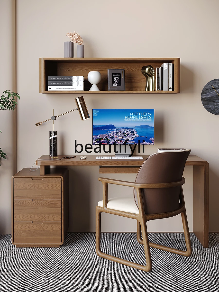 

Chinese-style solid wood desk, chest, integrated retractable computer desk, small apartment, home bedroom, office writing desk