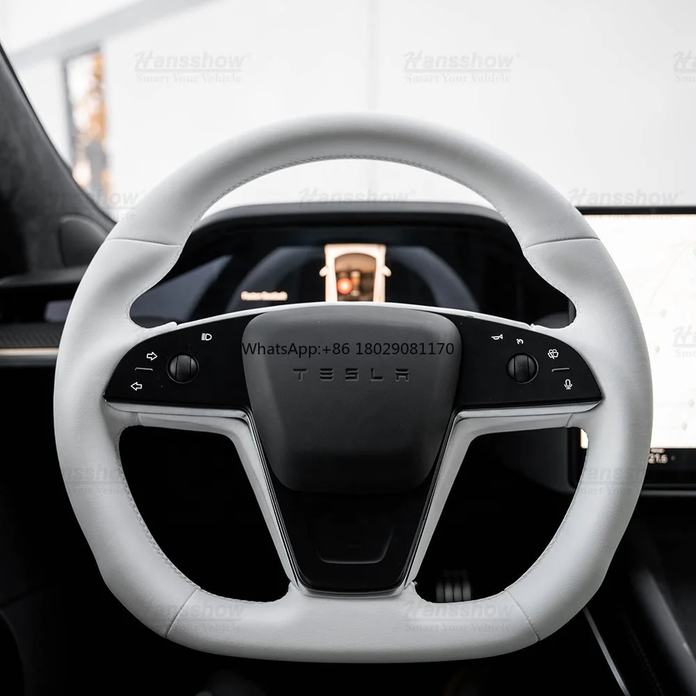 

Рулевое колесо Hansshow круглое в клетку/модель X для 2021 + Рулевое колесо Tesla Model S/X обновленное рулевое колесо