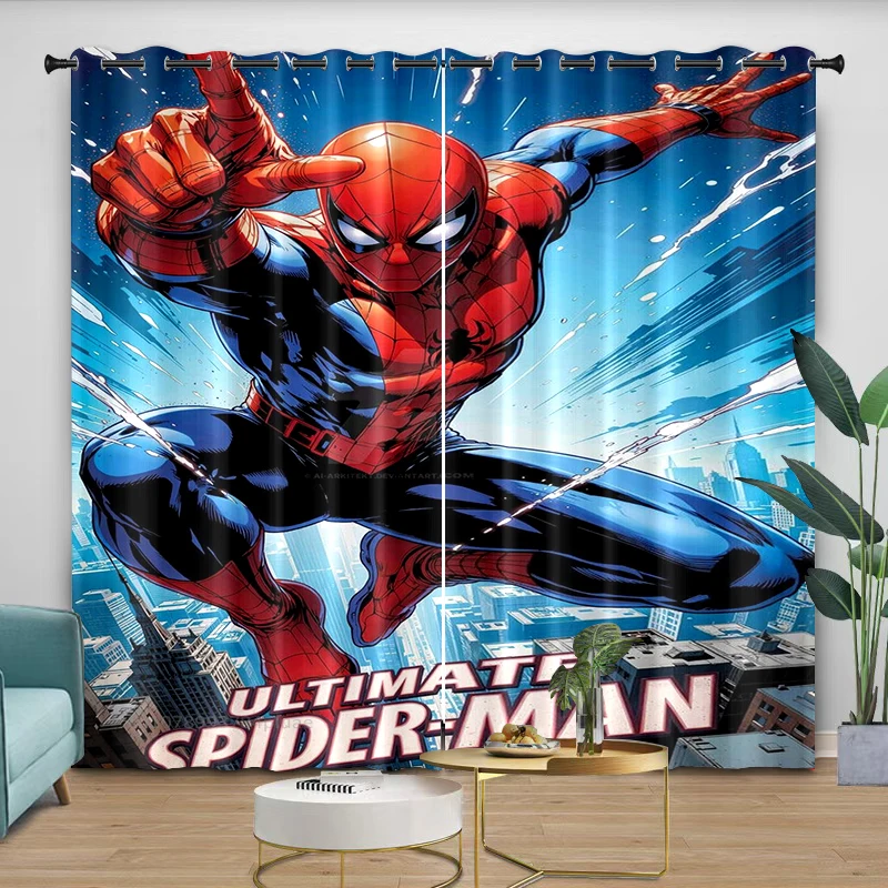 

Anime Blackout Curtain Spider-Man with Grommet Polyester Shading Living Room Window Bedroom Living Room Decor